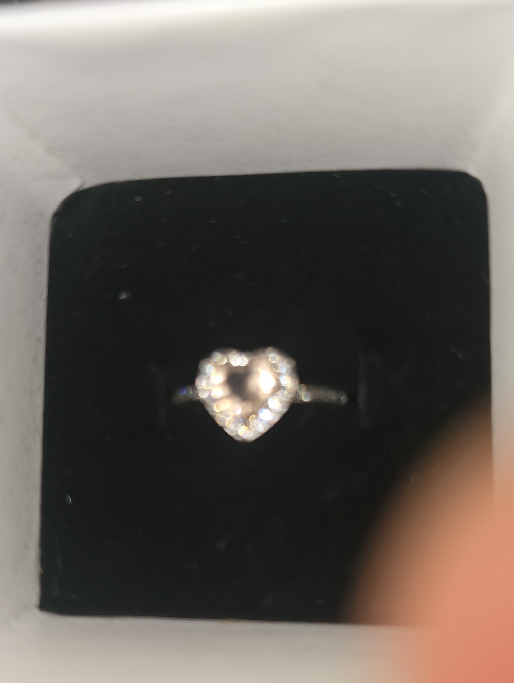 Delicate Silver Heart Ring with Clear Stones